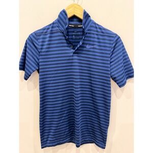 Nike Golf Boys Dri-FIT Striped‎ Polo Shirt Blue Short Sleeve large
